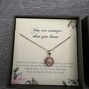 Avia Pink Gold Floral Pendant Necklace